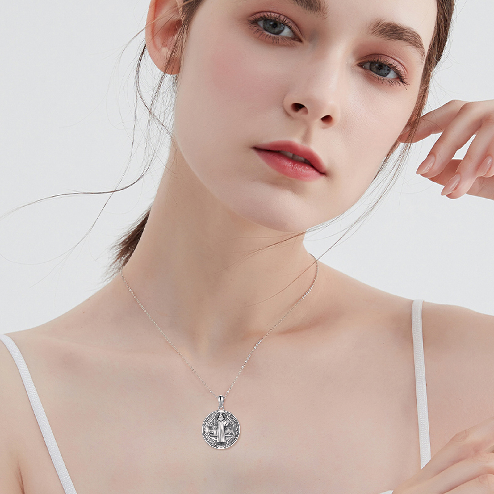 925 Sterling Silver St. Benedict Necklace, Daily Wear